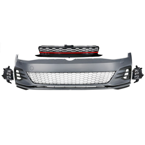 17-19 VW Golf MK7 7.5 GTI Style Front Bumper Cover Kit w/ Fog Lights Grille