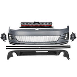 17-19 VW Golf 7.5 GTI Style Front Bumper Cover Kit + Fog Lights + Grille + Side Extensions + Diffuser