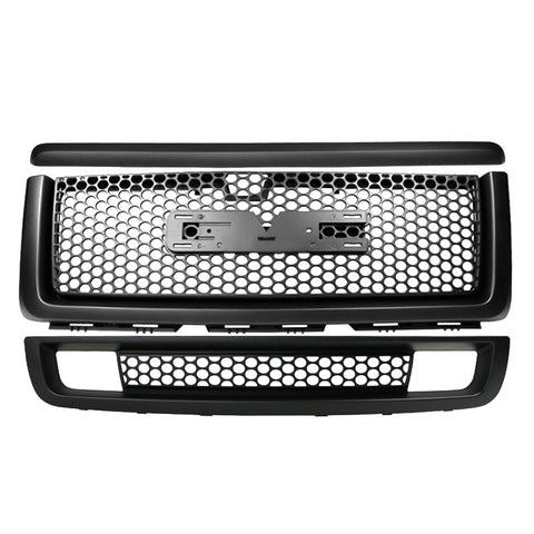 07-13 GMC Sierra 1500 Hood Molding + Upper + Lower Grill Matte Black