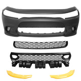 15-20 Dodge Charger SRT Front Bumper with Fascia + Updated 2019 Style Grilles