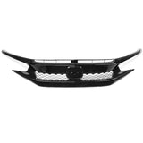 19-20 Honda Civic T-R Style Gloss Black Front Grille W/ 2PC Eyebrows