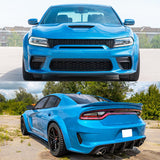 15-20 Dodge Charger Widebody Whole Bodykit Bumpers Side Skirts Fender Flares Diffuser Matte Black