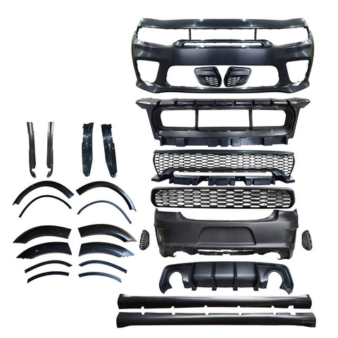 15-20 Dodge Charger Widebody Whole Bodykit Bumpers Side Skirts Fender Flares Diffuser Matte Black