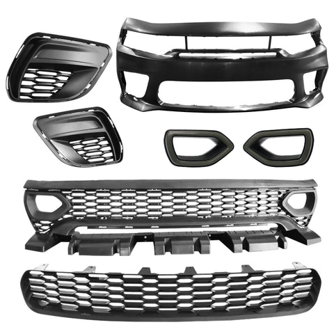 15-23 Dodge Charger Front Bumper SRT LED Upper Lower Grille Foglight Cover