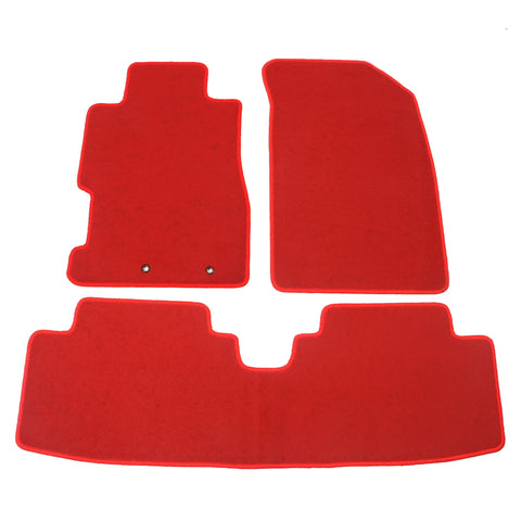 01-05 Honda Civic Car Floor Mats Liner Front & Rear - Nylon Red Carpet 3PC