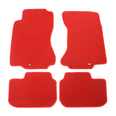 90-96 Nissan 300ZX Car Floor Mats Liner Front Rear Nylon Red Carpet 4PC