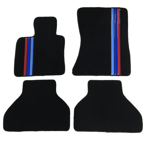 For 09-14 BMW X6 4Dr OE Front Rear Car Floor Mats M Color Stripe Premium Quality