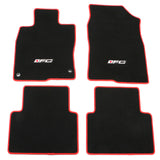 Custom Black Floor Mats For Honda Civic Hatch 16-21 - Nylon, Red Edge, FC Logo