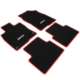 Custom Black Floor Mats For Honda Civic Hatch 16-21 - Nylon, Red Edge, FC Logo