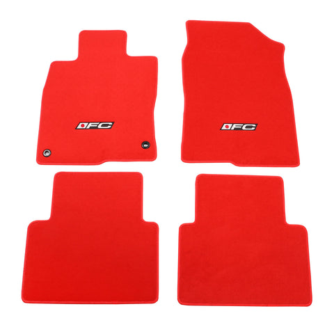 16-21 Honda Civic Floor Mats Carpet Front Rear Red Nylon W/ FC Logo - 4PCS