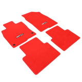 16-21 Honda Civic Floor Mats Carpet Front Rear Red Nylon W/ FC Logo - 4PCS