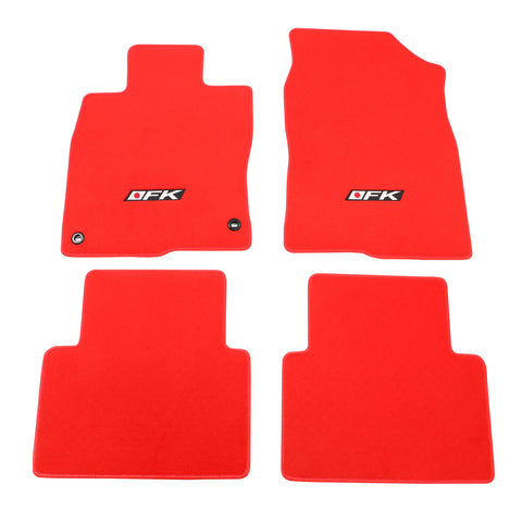 16-21 Honda Civic Floor Mats Carpet Front Rear Red Nylon W/ FK Logo - 4PCS