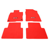 16-21 Honda Civic Floor Mats Carpet Front Rear Red Nylon W/ FK Logo - 4PCS