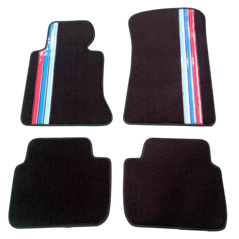 98-06 BMW 3-Series E46 Floor Mats Black With 3 Colors Strips