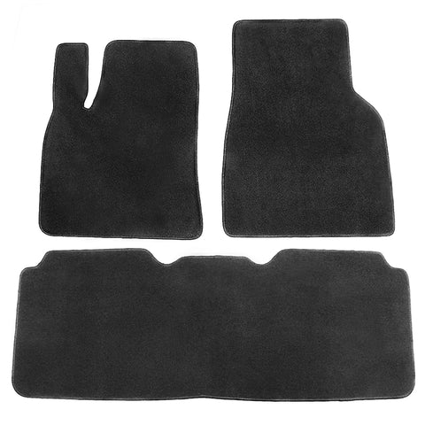 12-19 Tesla Model S Floor Mats Front and Second Row - Black Nylon