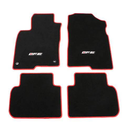 22-23 Honda Civic Floor Mats Carpet Front Rear Black Nylon W/ Red Edge & FE