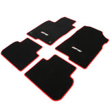 22-23 Honda Civic Floor Mats Carpet Front Rear Black Nylon W/ Red Edge & FE