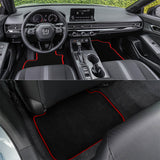 22- Honda Civic Sedan Floor Mats Carpet - Black With Red Edge 4PCS Nylon