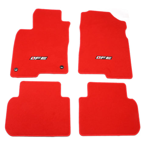 22-23 Honda Civic Floor Mats Carpet Front Rear Red Nylon W/ FE Logo - 4PCS