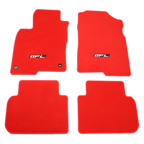 22-23 Honda Civic Floor Mats Carpet Front Rear Red Nylon W/ FL Logo - 4PCS