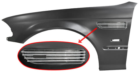98-01 BMW E46 4D M3 Style Metal Fenders + Chrome Side Vent