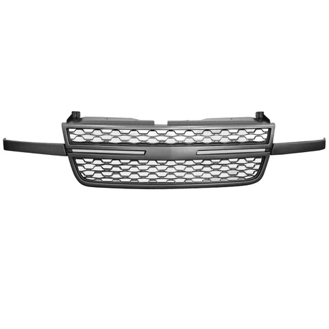 05-07 Silverado 1500 2500HD 3500 Front Bumper Hood Grille - Matte Black