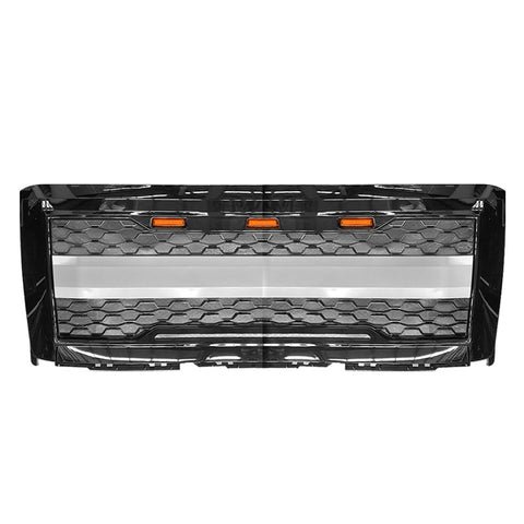 14-15 Chevy Silverado 1500 Front Bumper Hood Mesh Grille Guard - Gloss Black