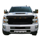 15-18 Chevy Silverado 2500 3500 Front Bumper Hood Mesh Grille - Gloss Black