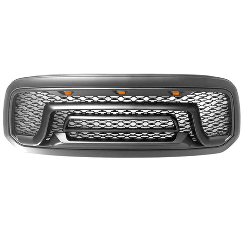 13-18 Dodge Ram 1500 Rebel Style Front Bumper Hood Mesh Grille Matte Black