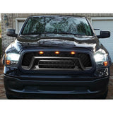 13-18 Dodge Ram 1500 Rebel Style Front Bumper Hood Mesh Grille Gloss Black