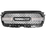 19-22 Dodge Ram 1500 Front Bumper Hood Upper Mesh White LED Grille - Gloss Black