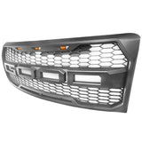 09-14 Ford F-150 Raptor Style Front Bumper Hood Grille Matte Black