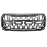 15-17 Ford F150 Raptor Style Front Bumper Hood Grille Matte Black