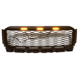 21+ Ford F-150 Front Bumper Hood Grill Grille ABS Raptor Style - Matte Black