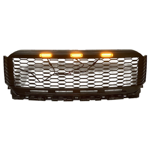 21+ Ford F-150 Front Bumper Hood Grill Grille ABS Raptor Style - Matte Black