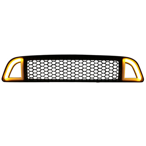 13-14 Ford Mustang Non-Shelby Front Bumper Upper LED Grille Black