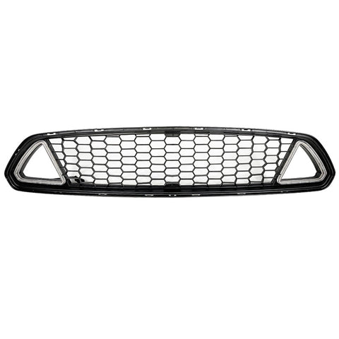 15-17 Ford Mustang IK Style Black Front Hood Upper Grille W/ LED Lights