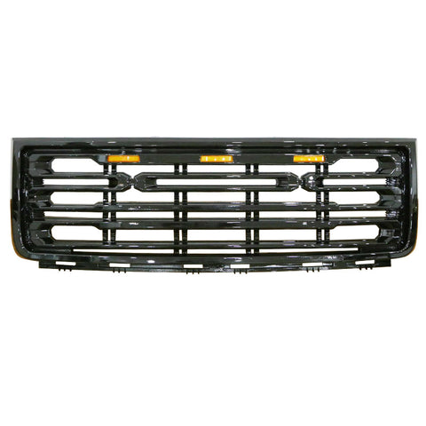 07-13 GMC Sierra 1500 Front Bumper Hood Grille Gloss Black