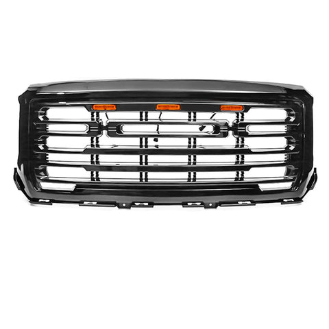 14-15 GMC Sierra 1500 Front Bumper Hood Grille - Gloss Black