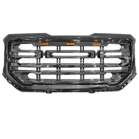 16-18 GMC Sierra 1500 Front Bumper Grille Hood Gloss Black