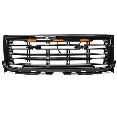 11-14 GMC Sierra 2500 3500 Front Bumper Hood Grille - Gloss Black