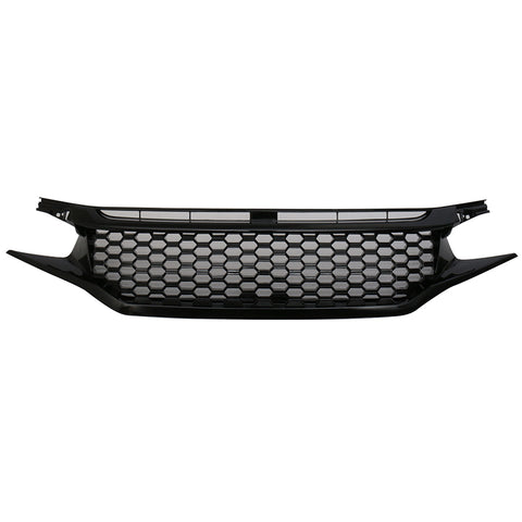 16-17 Honda Civic Coupe Sedan Glossy Black Mesh Grille With Eyebrows