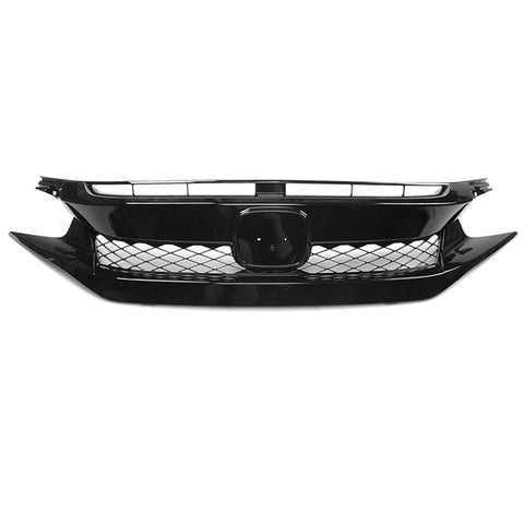 19-20 Honda Civic T-R Style Glossy Black Front Bumper Mesh Grille - ABS