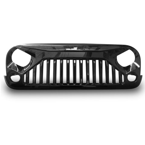 07-18 Wrangler JK JKU V2 Style Topfire Angry Bird Gloss Black Front Grille