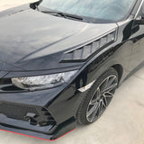 16-18 Honda Civic 10th V2 Style Hood Vents 2 Pcs Black ABS