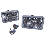 Square Clear Headlights 6X4 Inch H4 Conversion Lamps Left Right