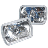 7 X 6 Clear Diamond Pair Square Headlights Lamps with H4 Bulbs