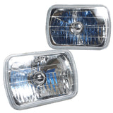 7 X 6 Clear Diamond Pair Square Headlights Lamps with H4 Bulbs