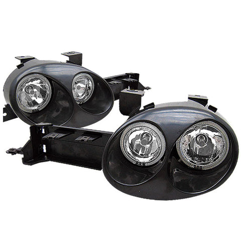 95-99 Dodge Neon Dual Halo Headlights Black ABS Housing