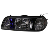 87-93 Ford Mustang Blue/White LED Headlights With Amber Reflector Black